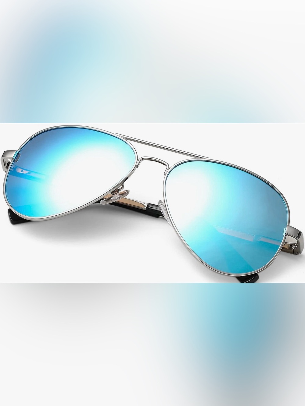 Unisex Aviator Sunglasses with Blue Mirrored Lenses